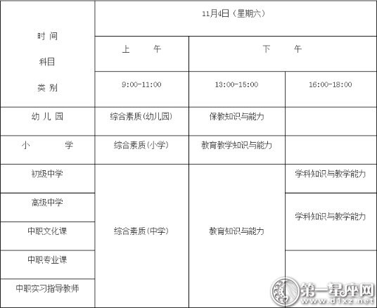 2017年下半年教师资格考试报名和笔试时间