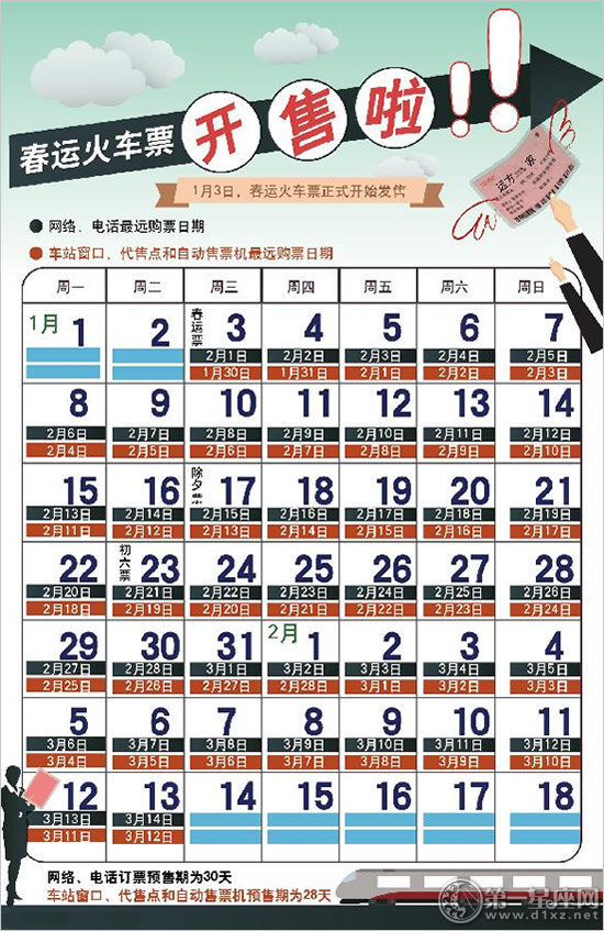 2018春运购票日历